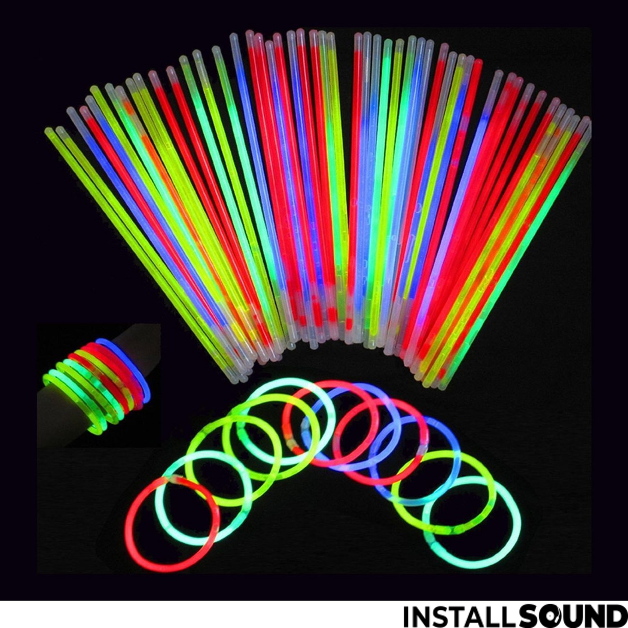 Knæklys - Glowstick armbånd 100. stk | Billig af højtaler og festlys